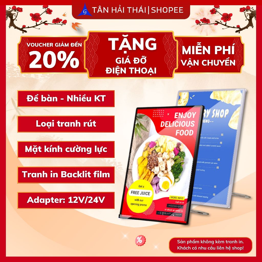 (NHANH) Hộp Đèn LED Quảng Cáo A2, A3, A4, Bảng Led Menu Để Bàn | Tân Hải Thái