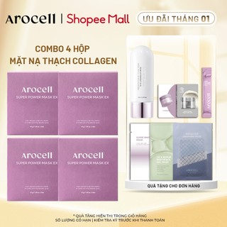  Arocell Mask Combo Mặt Nạ Thạch Collagen Cải Thiện Đàn Hồi Dưỡng Ẩm Sáng Da 1 hộp 4 miếng 