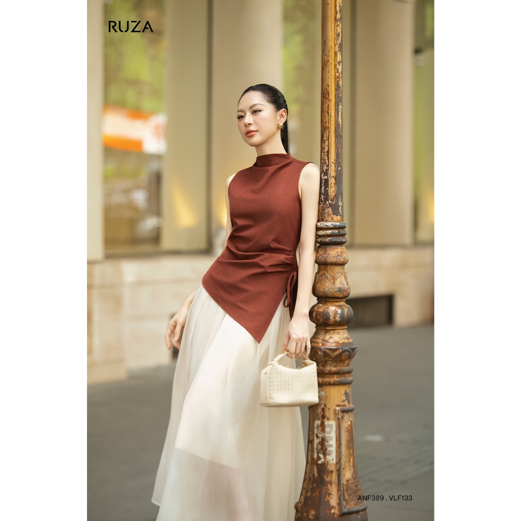 Áo sơ mi nữ tay ngắn RUZA thiết kế sang trọng thời trang công sở thanh lịch ANF389