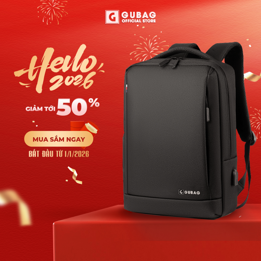 Balo Laptop 15.6 inch nam nữ cao cấp GuBag, đựng laptop chống sốc, chống nước cao cấp