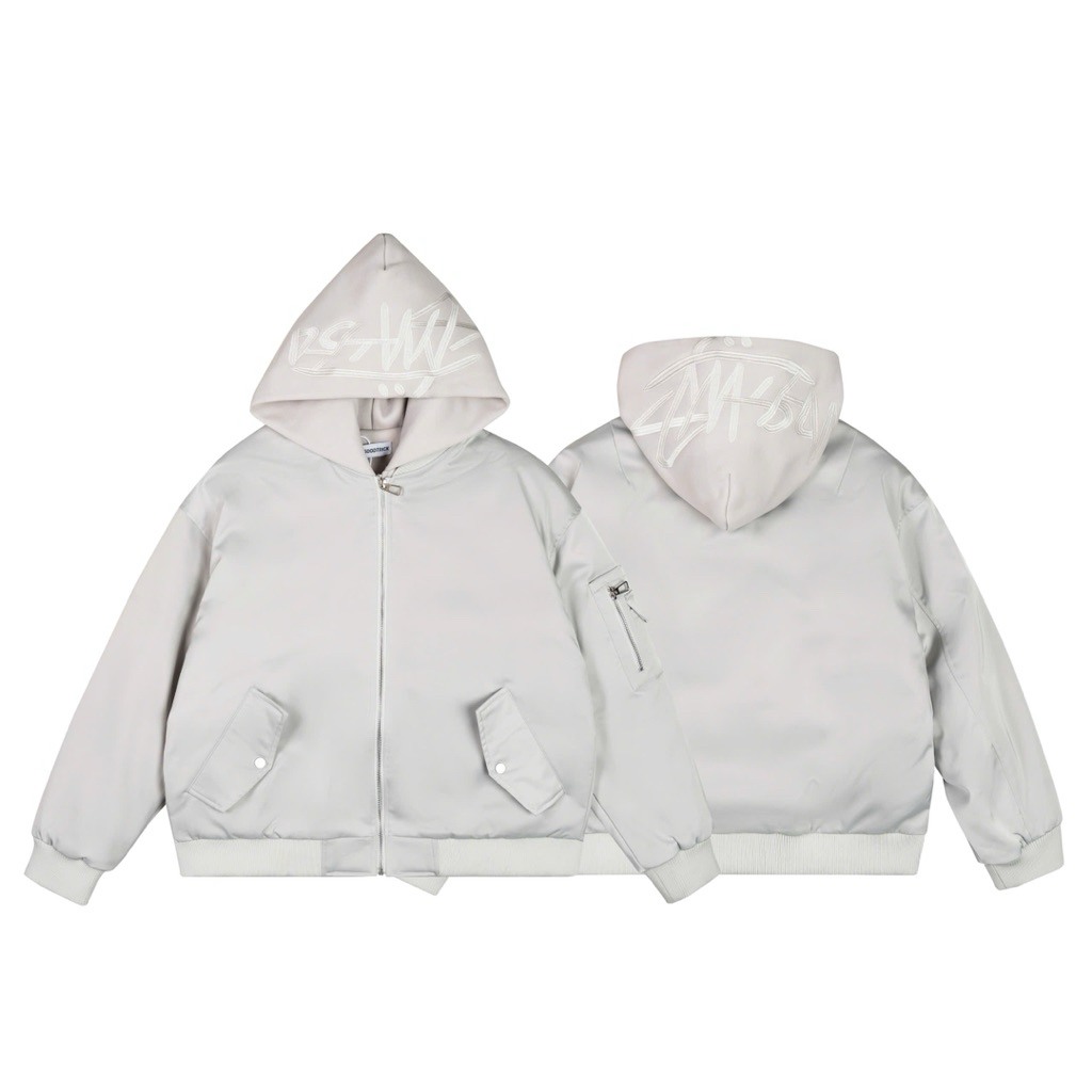 Áo bomber jacket STUSSY phối mũ hoodie, 2 khóa chất liệu gió xịn dày dặn HT.Clothes
