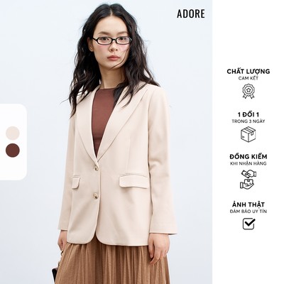 512BL1005  - Blazer cổ 2 ve basic 2 khuy màu nâu latte/ beige  ADORE