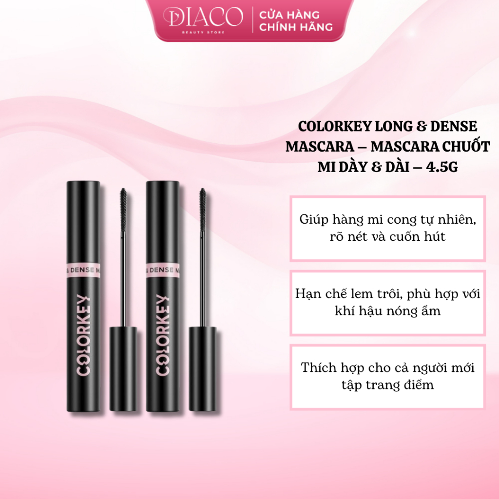 COLORKEY LONG & DENSE MASCARA – MASCARA CHUỐT MI DÀY & DÀI – 4.5G