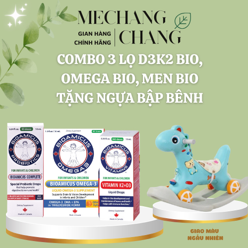 [TẶNG NGỰA BẬP BÊNH] Combo 1 Men vi sinh 10 chủng Bioamicus Complete, 1 D3K2MK7 Bioamicus, 1 BioAmic