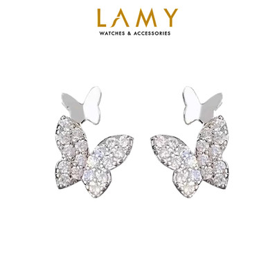 Khuyên tai bạc nữ LAMY Double Butterfly Earrings 3228 - Khuyên tai bạc ta