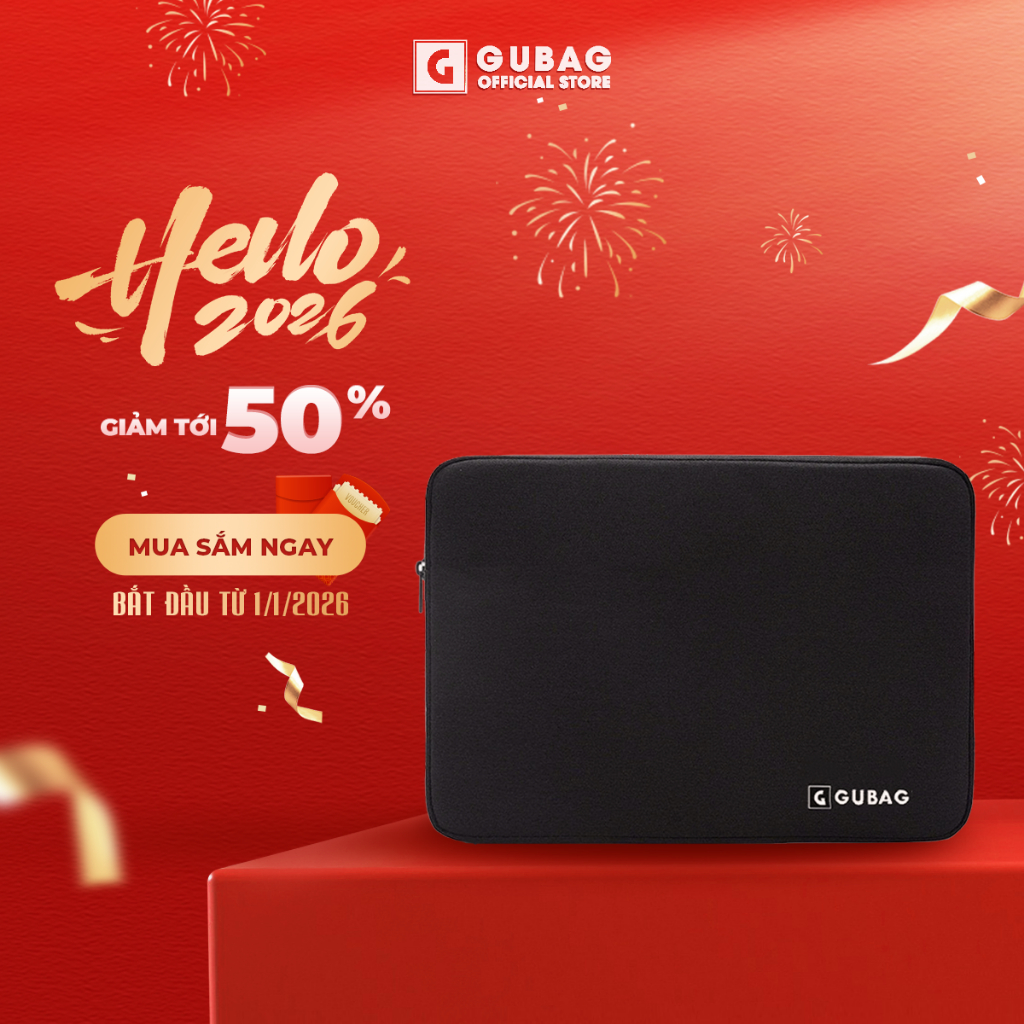Túi chống sốc laptop GUBAG vừa 15,6 inch, đệm dày kiểu dáng đơn giản, chống xước