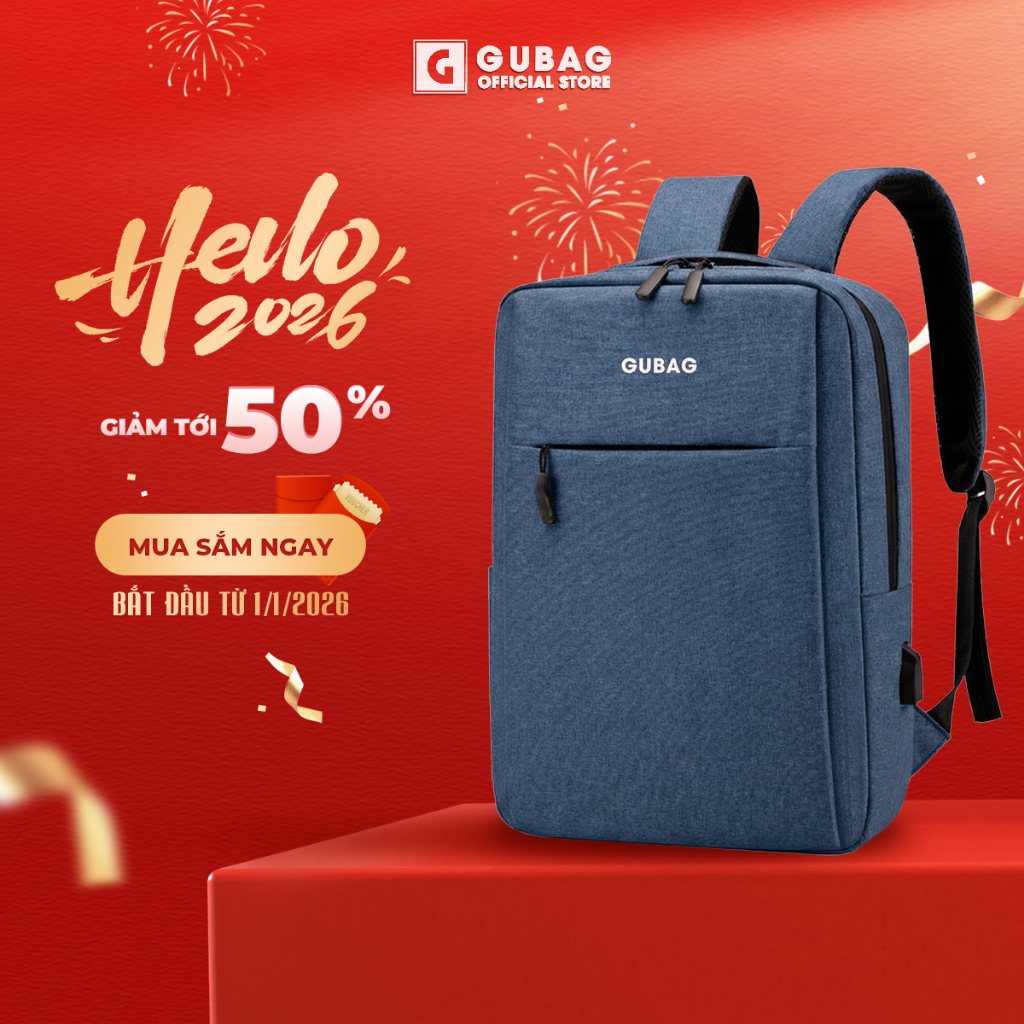 Balo laptop 14 inch, 15.6 inch nam nữ chính hãng Gu Bag đi làm tiện lợi GB-BL38