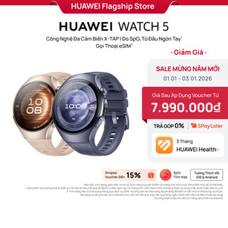  Đồng Hồ Thông Minh HUAWEI WATCH 5 | Công Nghệ Đa Cảm Biến X-TAP | Đo SpO2 Từ Đầu Ngón Tay | Gọi Thoại eSIM 