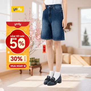  🌸SALE TẾT🌸 Quần jean nữ chuẩn form YODY lửng rộng lưng cao năng động SJN3052 WCJS25S036 