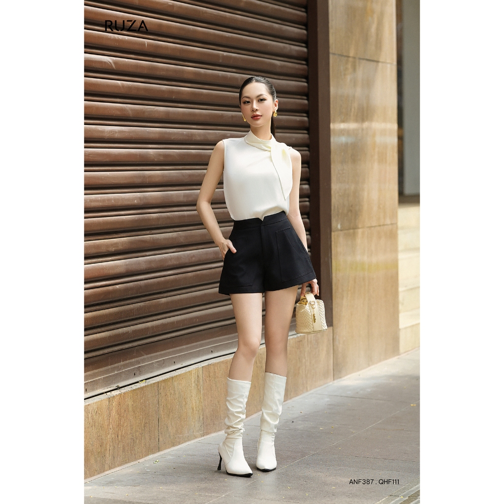 Quần short nữ RUZA lưng cao kiểu dáng công sở QHF111 QHF112