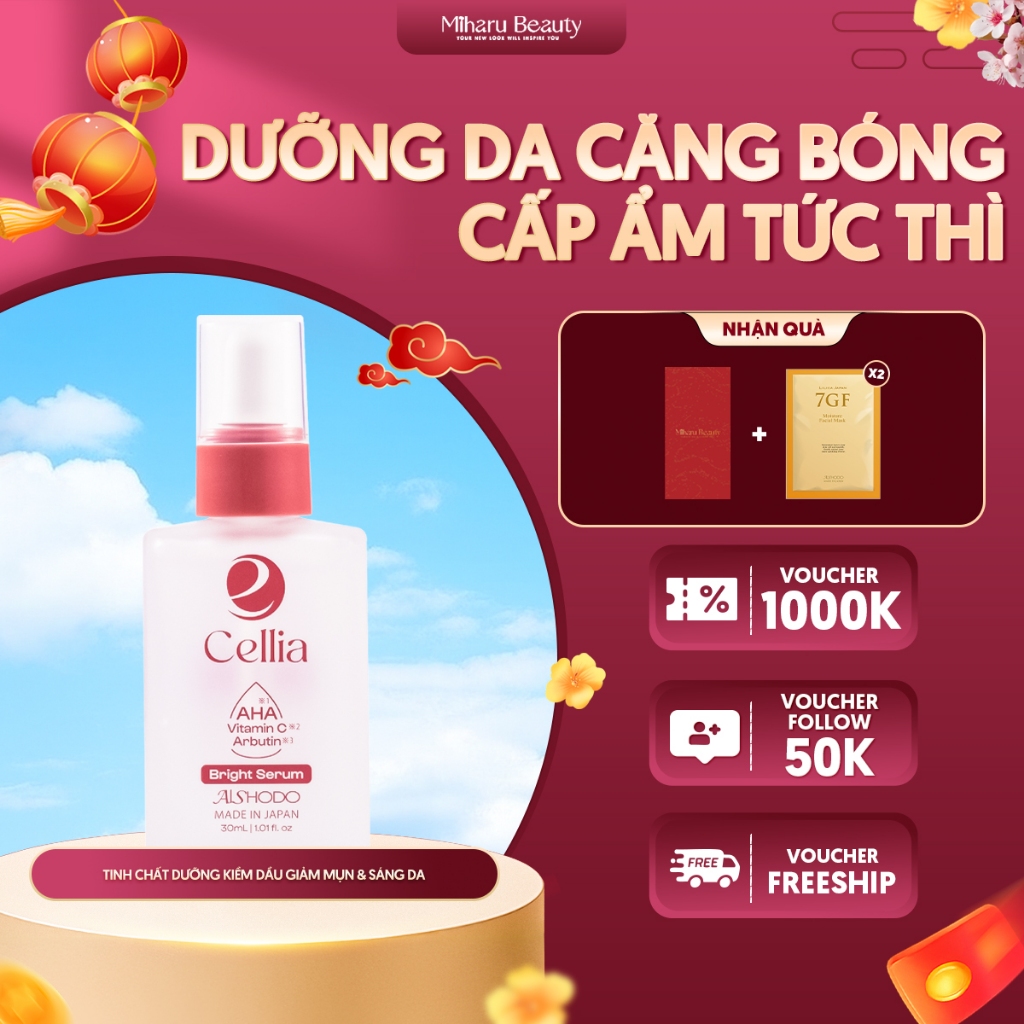 Tinh chất dưỡng kiềm dầu giảm mụn & sáng da - Cellia Bright Serum 30ml