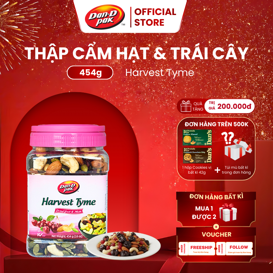 Thập Cẩm Hạt Và Trái Cây Sấy Harvest Tyme Dan D Pak I Harvest Tyme | 454g