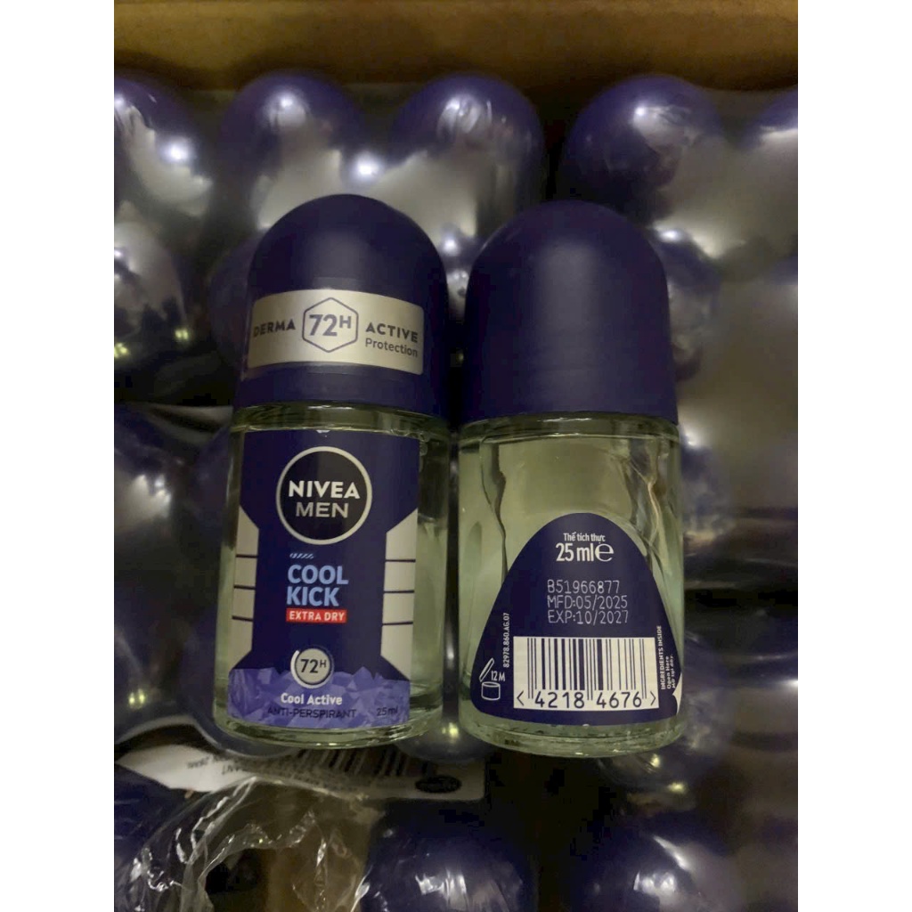 combo 2 chai lăn khử mùi nivea men cool kick xanh dương 25ml