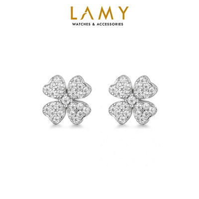 Khuyên tai LAMY Heart Four Leaf Silver Earrings 3267 - Khuyên tai bạc cao cấp