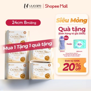  Combo Tiết Kiệm Băng Vệ Sinh UUcare Crown Slim Siêu Mỏng 0.07cm Kháng khuẩn Siêu thấm Ban Ngày 24cm 8 Miếng  5 Gói 
