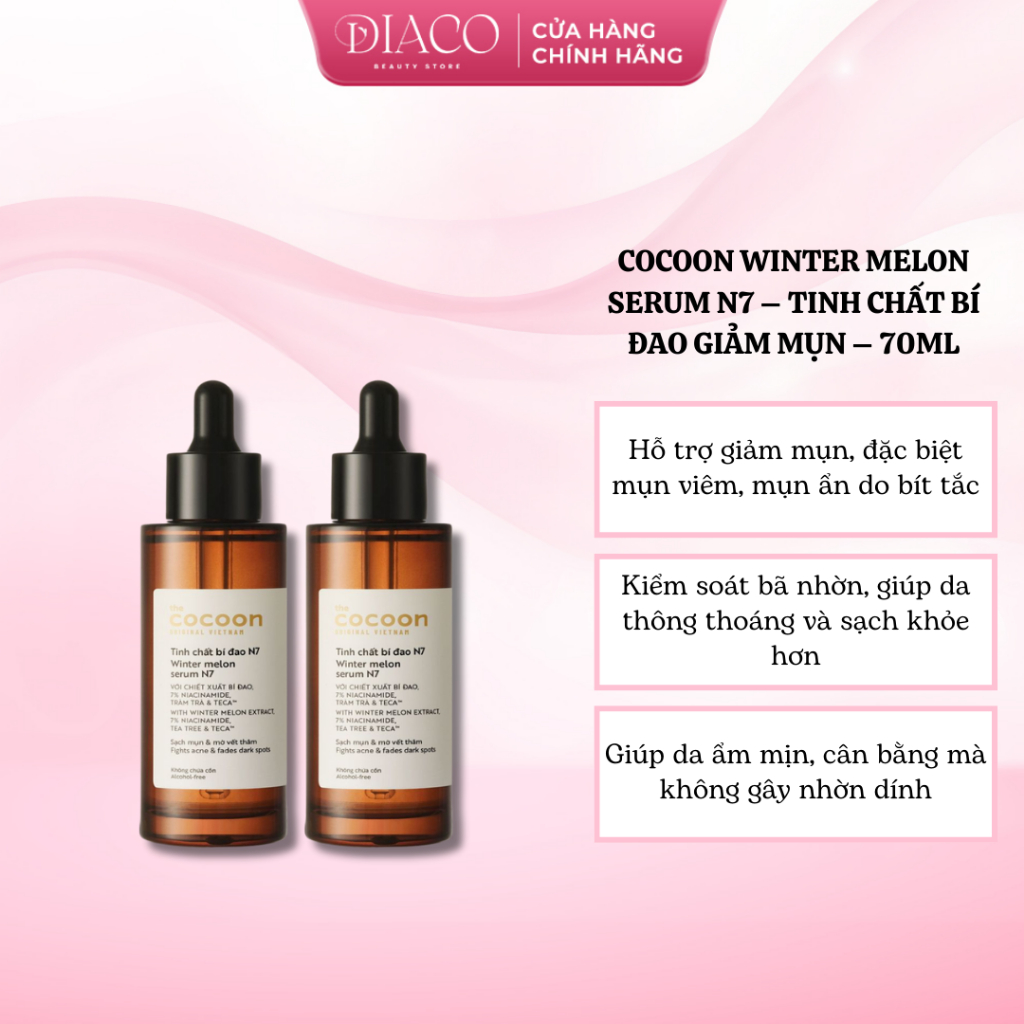 COCOON WINTER MELON SERUM N7 – TINH CHẤT BÍ ĐAO GIẢM MỤN – 70ML