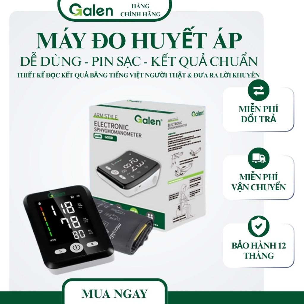 Máy Đo Huyết Áp Tự Động Phát Kết Quả Bằng Tiếng Việt Chuẩn Xác, Máy Đo Nhiệt Tim Bảo Hành 12 Tháng