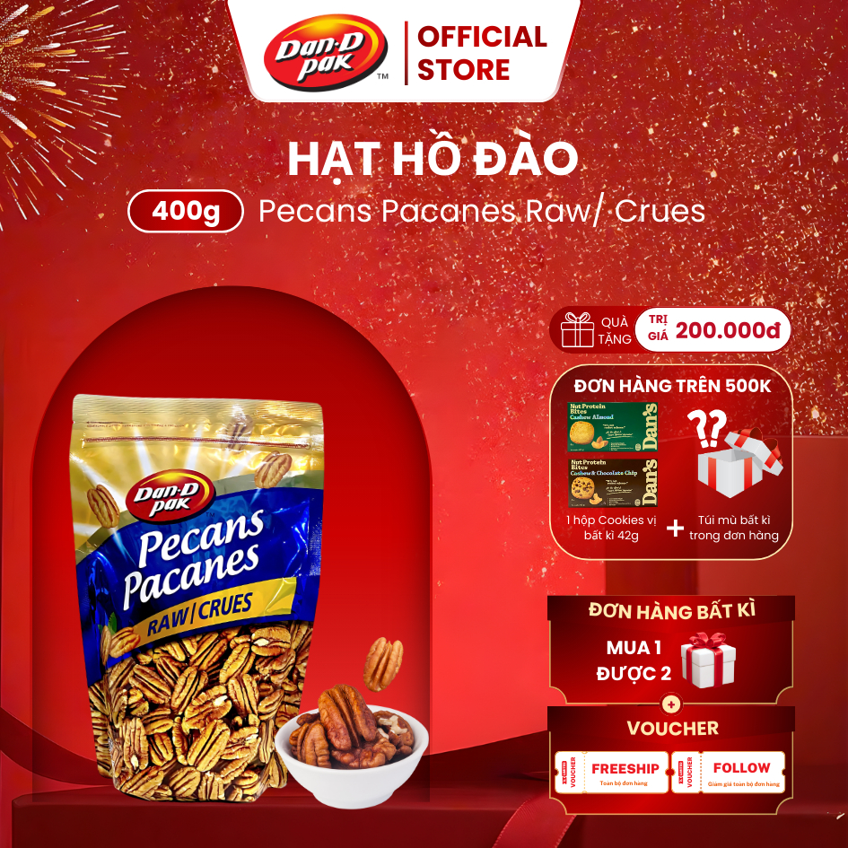Hạt Hồ Đào Sống Dan D Pak I Pecans Raw I 400g
