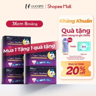   Combo 5 gói  Băng Vệ Sinh UUcare Young Girl Kháng Khuẩn 36cm 8 Miếng Ban đêm Siêu Thấm 