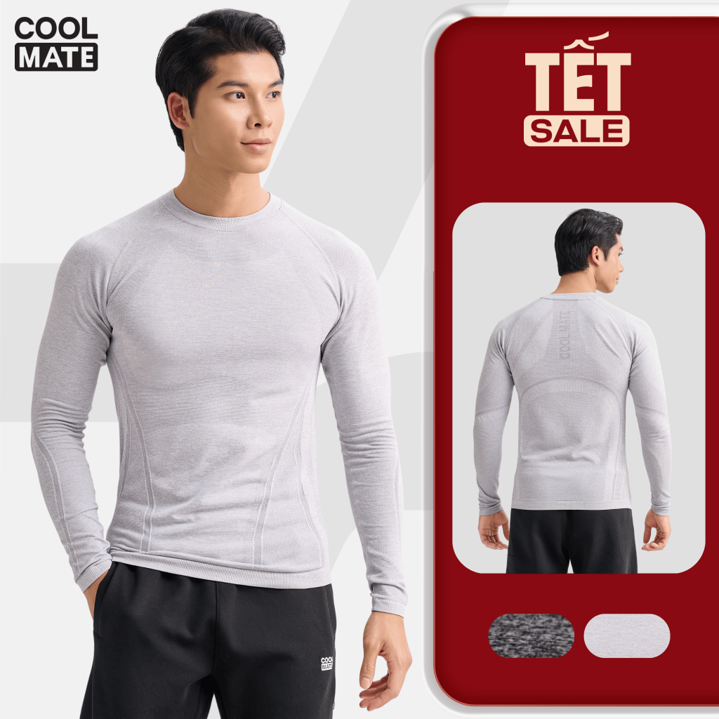 [SALE TẾT]Áo thun nam dài tay Training Seamless Body Mapping mềm mại, áo pickleball co giãn thấm hút