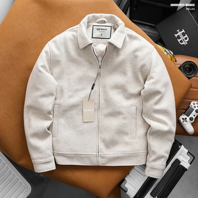 Áo khoác nam Heboz trần trám Clean Cut 2M, áo khoác trơn dài tay giữ ấm - 00002971