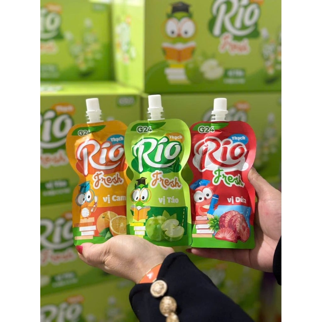 MẪU MỚI (MIX 3 VỊ) Thạch  Rio Fesh G24 ( 1 thùng 6 hộp - 36 gói)