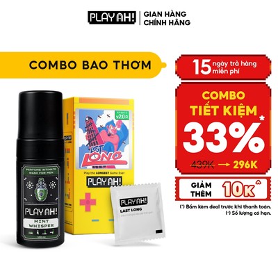 Combo Dung Dịch Vệ Sinh Nam Hương Nước Hoa 100ml + Bao Cao Su PlayAh Hộp 10 Siêu Mỏng 003, Kéo Dài Thời Gian, Thêm Gai
