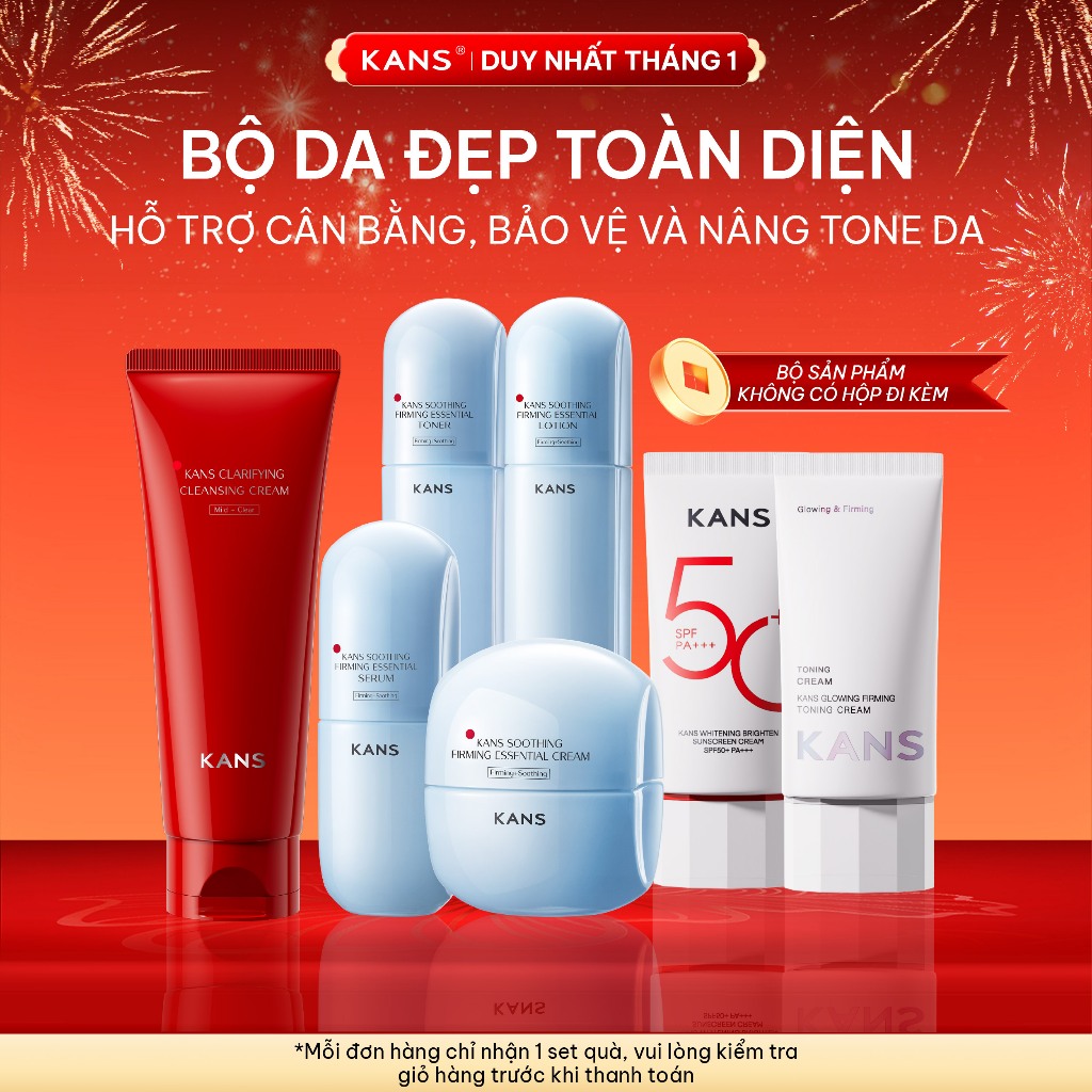 Set Kans Bộ Dưỡng Da Giúp Da Mềm Mịn Kans Soothing Firming Essential, Kem Chống Nắng, Kem NângTông