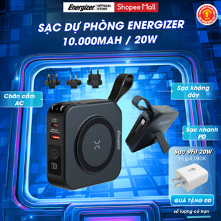  Sạc Dự Phòng Không Dây Magsafe Energizer 10000mAh  PD 20W - Tích Hợp Chân Cắm AC Bảo Hành 1 Năm 