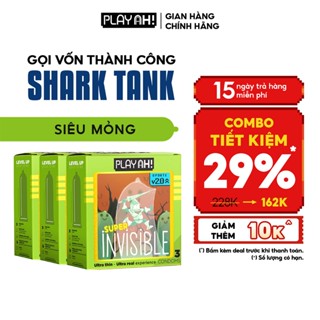  Combo 2 hộp 3 hộp Bao Cao Su PlayAh Super Invisible Siêu Mỏng Hộp 3 bao size 52mm nhiều gel 