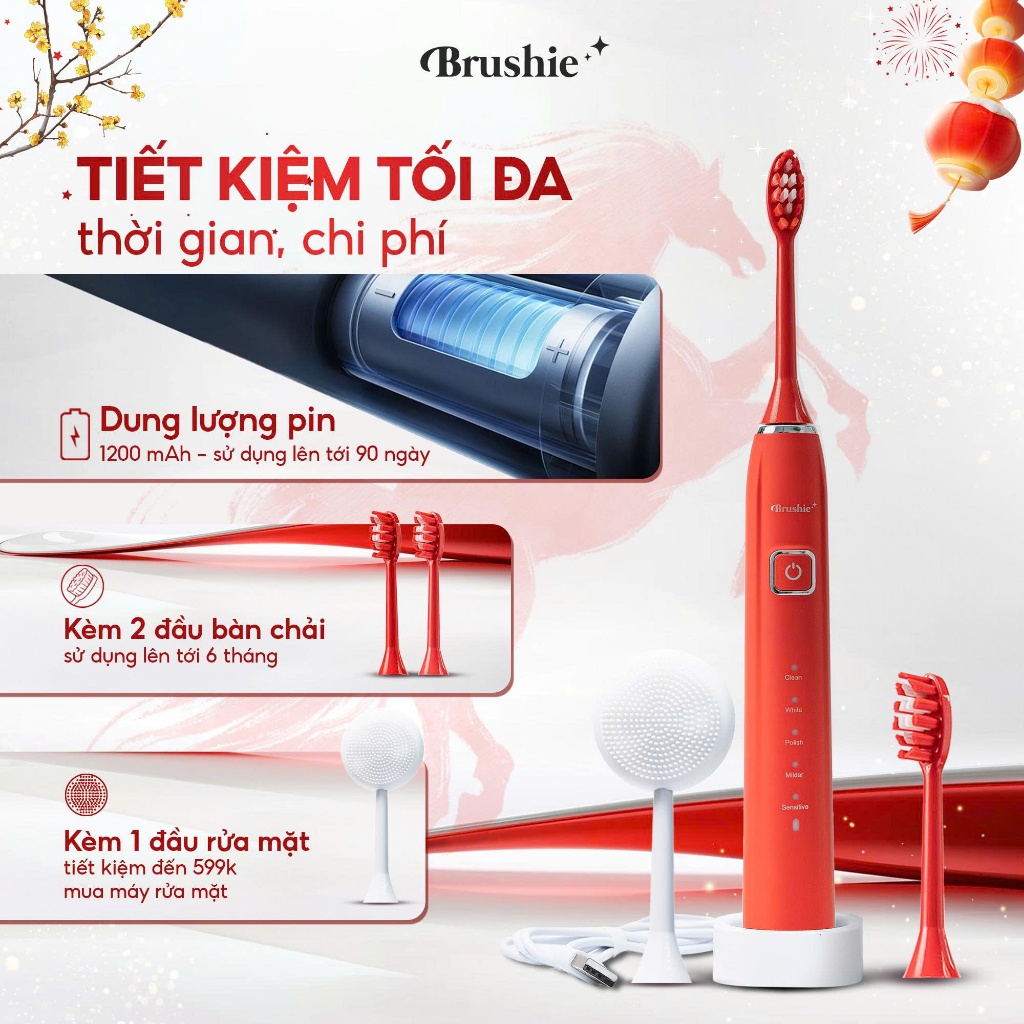[SĂN 712K LIVE SHOP] Bàn chải điện Brushie Ultra tích hợp máy rửa mặt 5 chế độ phiên bản mới 2026 | BigBuy360 - bigbuy360.vn