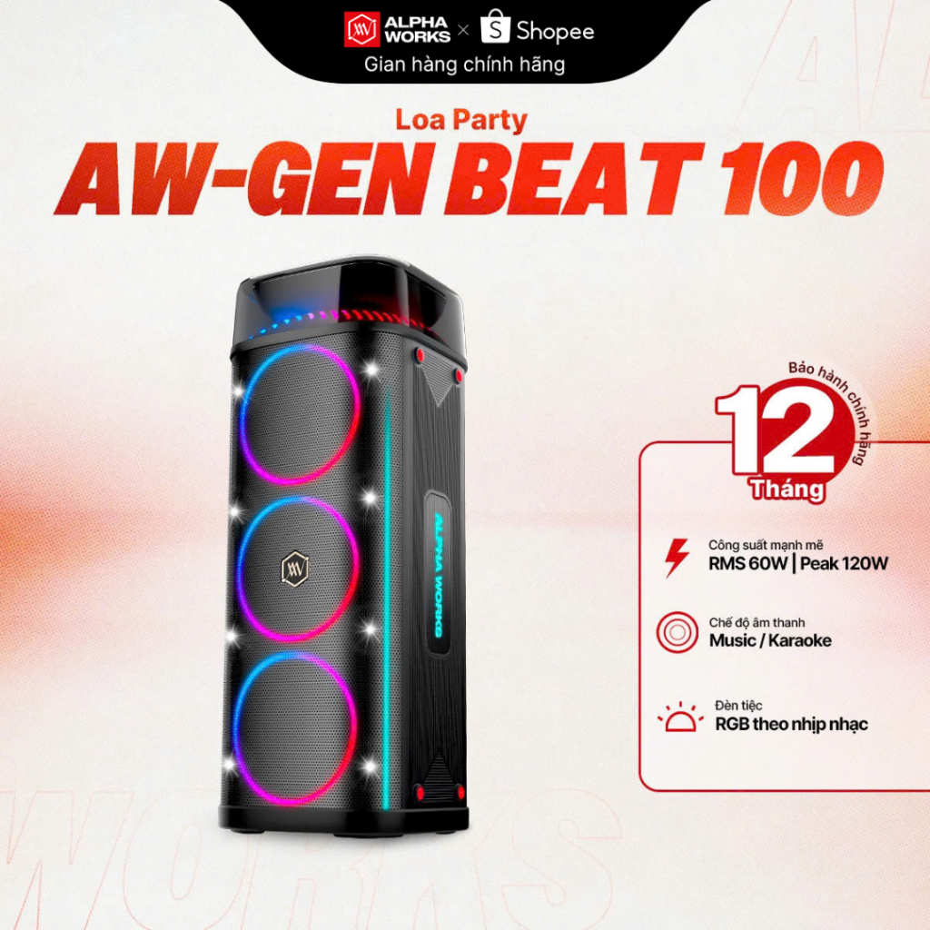 Loa Party Alpha Works GEN BEAT 100 - Hàng Chính Hãng