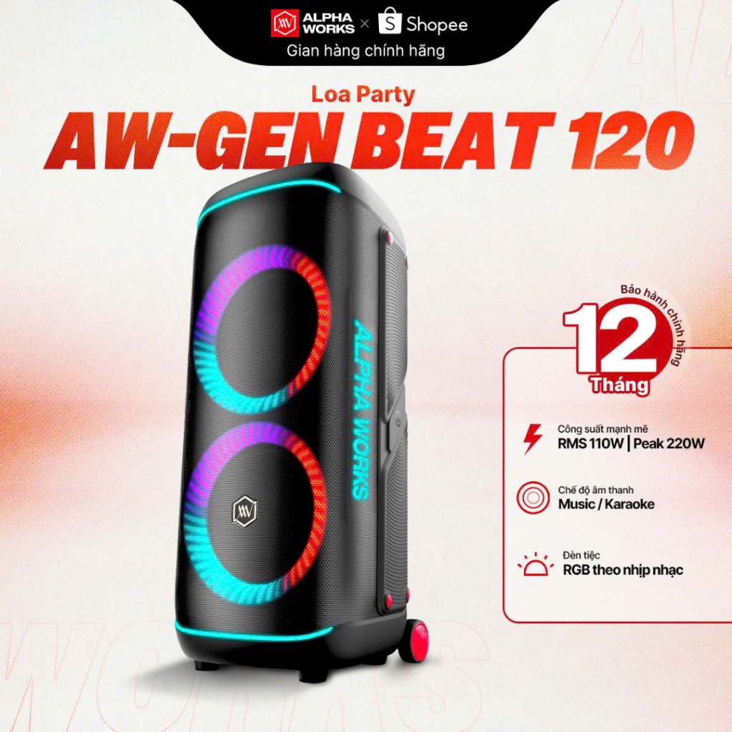 Loa Party Alpha Works GEN BEAT 120 - Hàng Chính Hãng