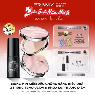  COMBO PRAMY Phấn Phủ Trong Suốt Chống Nắng Tự Nhiên 7g + Xịt Khóa Trang Điểm Kiềm Dầu Dưỡng Ẩm 30ml 