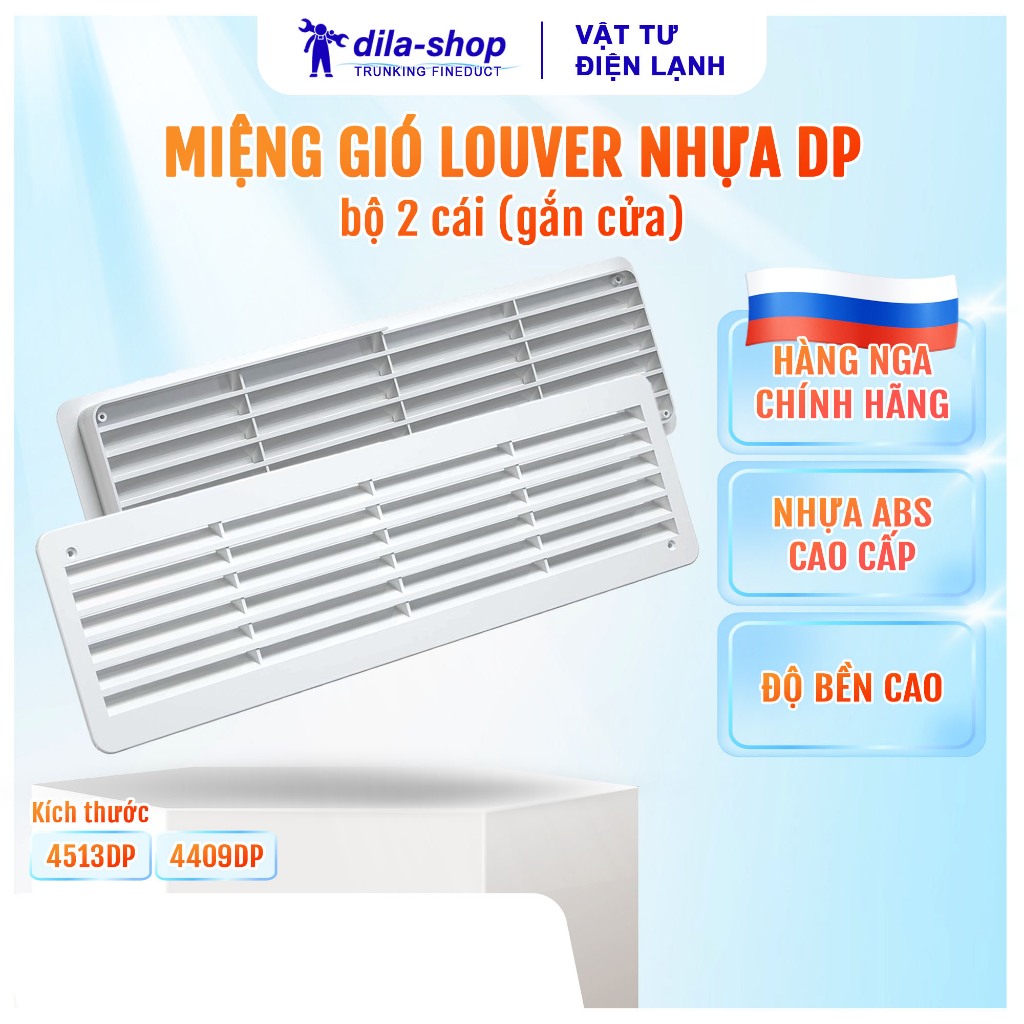 Miệng gió louver nhựa chữ nhật gắn cửa (2 cái/ bộ) ERA - DP (Đôi) - Hàng Nga nhập khẩu chính hãng