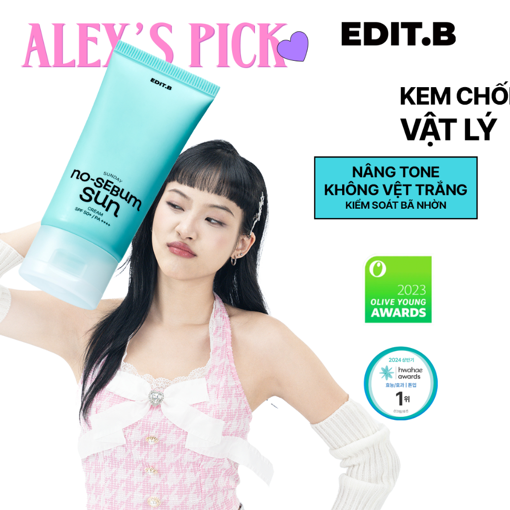 [DATE 21/11/2026] Kem Chống Nắng Kiềm Dầu Edit.B Sunday No-Sebum Sun Cream SPF50+/PA++++50ml