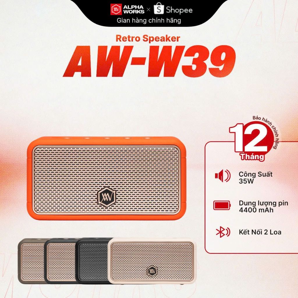 Loa Bluetooth Alpha Works W39 – Loa Di Động Retro, Nhạc REAL Đậm Chất