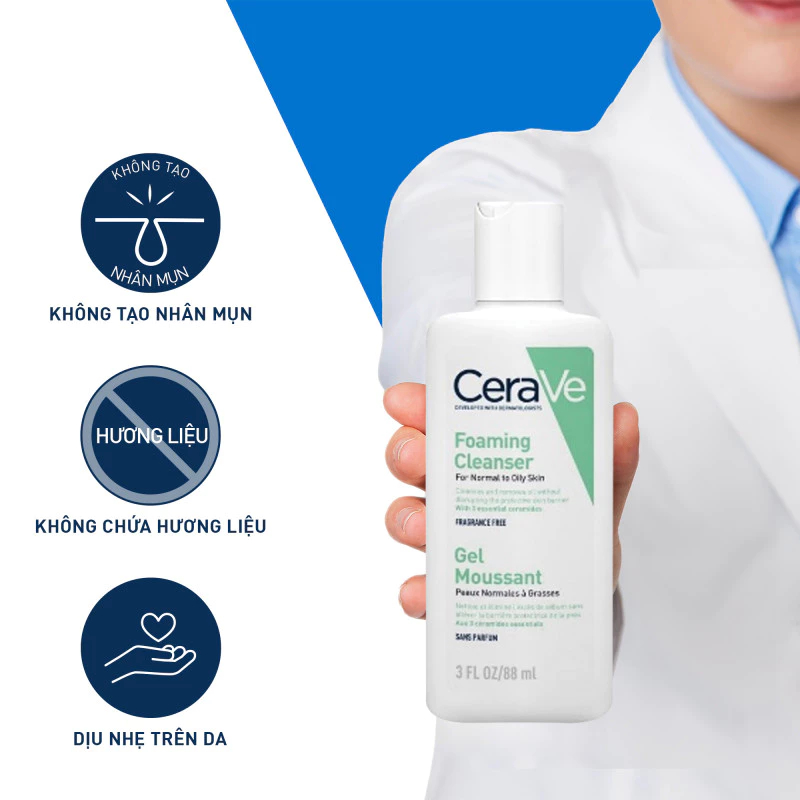 Sữa Rửa Mặt CeraVe Foaming Facial Cleanser 88ml – Làm Sạch Sâu, Dưỡng Ẩm Cho Da Dầu
