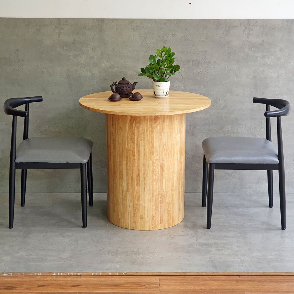 Combo bộ bàn ghế cafe tròn 80cm gỗ cao su 2 ghế ngồi