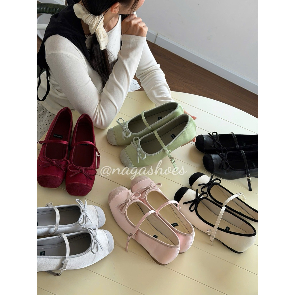 GIÀY BÚP BÊ NAGASHOES QUAI NGANG ĐÍNH NƠ NAB131