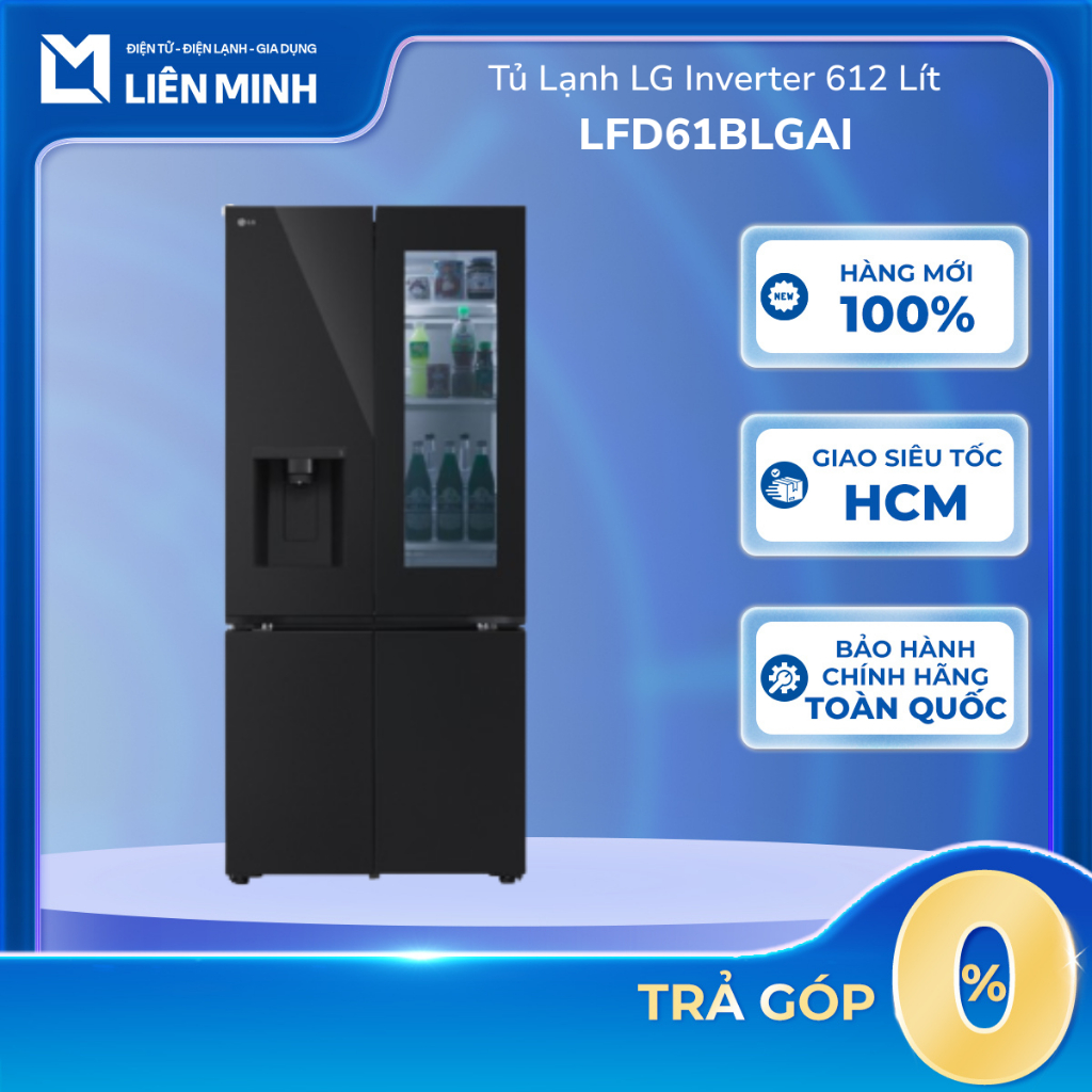 Tủ lạnh LG Inverter 607 lít Multi Door LFD61BLGA - Đen, 4 cánh, 667L