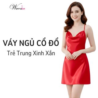  Đầm ngủ cổ đổ WANNABE váy ngủ lụa 2 dây sang trọng lưng cut-out đan dây chéo khoe lưng trần DNS31 