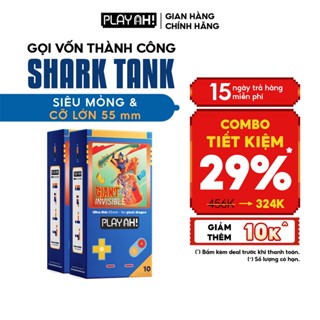  Combo 2 hộp Bao cao su size to PlayAh! Siêu Mỏng 55mm Giant Invisible - Hộp 3 10 Cái 