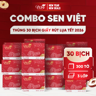  Giấy ăn rút cao cấp POSY LOTUS Thùng 30 gói 300 tờ 3 lớp mềm mịn tiện dụng 