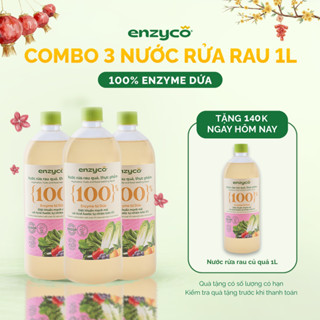  Combo 3 Chai Nước Rửa Rau Quả Sinh Học ENZYCO 1L - 100% Enzyme Từ Dứa Axit Hữu Cơ 6% Nước Ngâm Rửa Trái Cây 