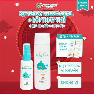  Combo xịt đa năng Baby Fresh giúp khử khuẩn khử mùi và phòng bệnh cho bé 60ml và lõi thay 300ml - JOONA BABY 