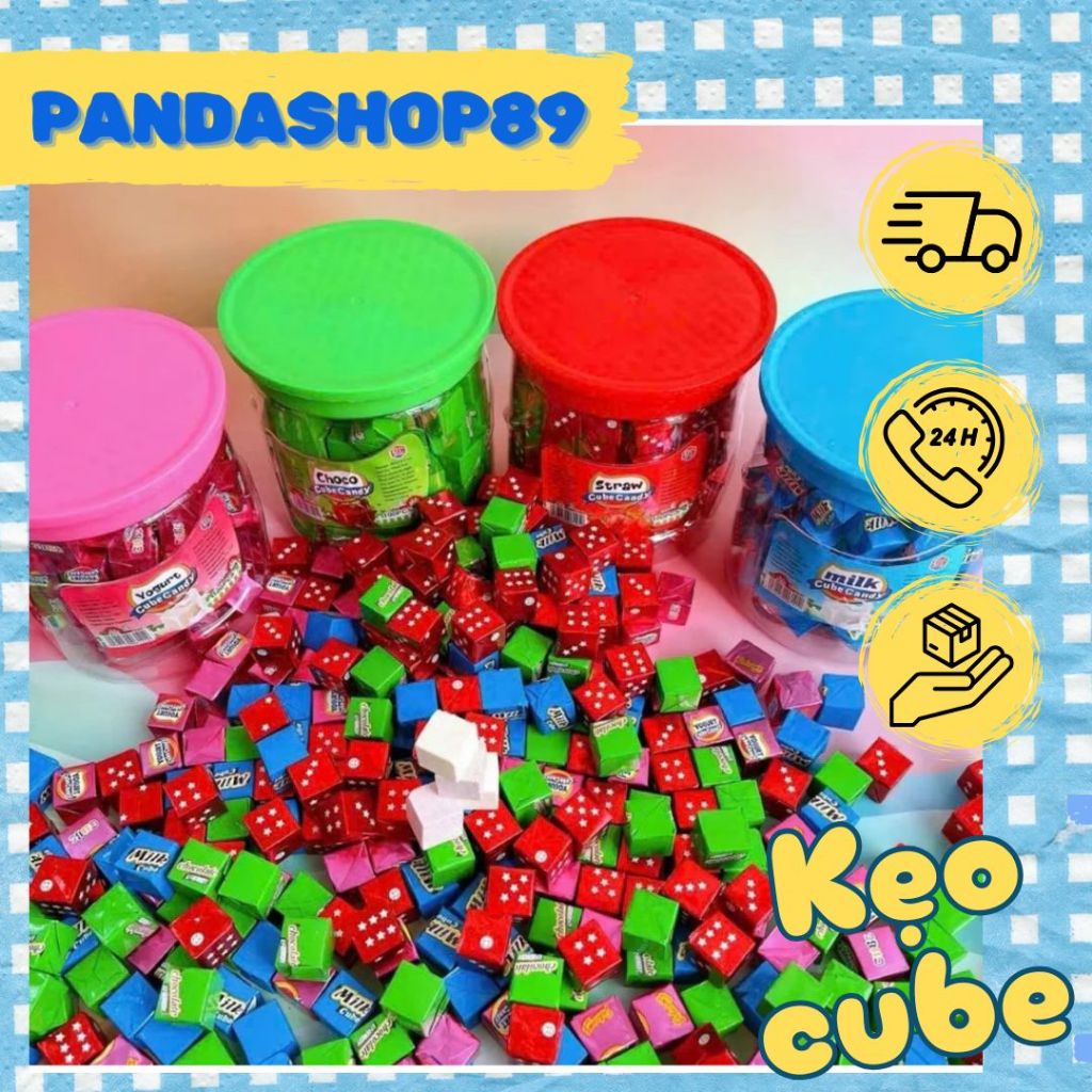 [Lọ 100 viên] Kẹo cube Doten, choco cube candy, kẹo khối vuông các vị