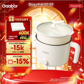  Gaabor GR-N15A Nồi lẩu điện mini đa năng 1.5L công suất 600W dùng nấu mì,xào hầm siêu tiện lợi tặng kèm lồng hấp  L  
