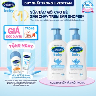   LIVE  Combo 2 Sữa tắm gội dịu lành cho bé Cetaphil Baby Gentle Wash & Shampoo 400ml chai 