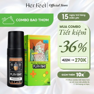  Combo Dung Dịch Vệ Sinh Nam Hương Nước Hoa 100ml + Bao Cao Su PlayAh Hộp 10 Siêu Mỏng 0.03 Kéo Dài Thời Gian Thêm Gai 